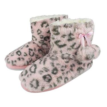Imagem de Tirzrro Pantufas fofas para meninas/crianças com lã de pelúcia quente para uso interno e externo, rosa, 12-13 Little Kid