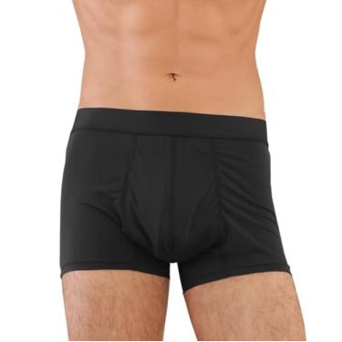 Imagem de AIRCUTE Roupa íntima lavável para incontinência urinária de absorção para homens, vazamentos na bexiga, cuecas boxer protetoras respiráveis (preta, média)
