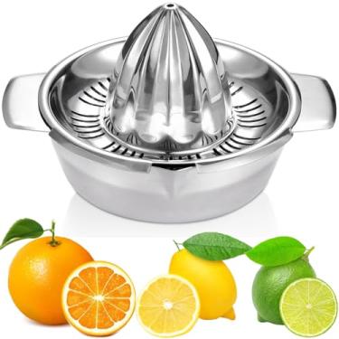 Imagem de Espremedor manual de frutas cítricas, limão, laranja, toranja, aço inoxidável 304, robusto, espremedor manual com coador e tigela de 290 ml, 2 bicos, pode ser lavado na lava-louças, fácil de limpar