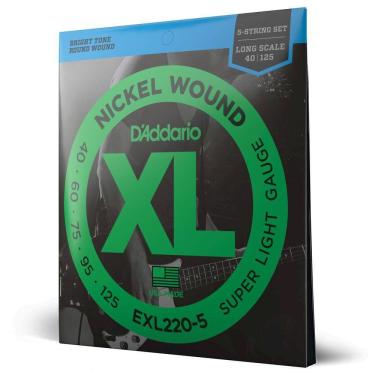 Imagem de Encordoamento Baixo 5C 40-125 D Addario XL Nickel EXL220-5 [F035]