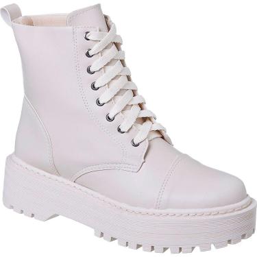 Imagem de Coturno Feminino Blogueira Militar Tratorado Plataforma Confort Bota com costura Branca na Sola