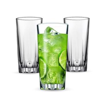 Imagem de Jogo Com 3 Copos De Suco 330ml Bebidas Agua Refri Vidro Grosso E Resistente Multiuso Transparente Mesa Posta Cozinha Premium