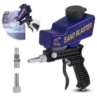Imagem de Ziopetru Pistola de jateamento de areia - Pistola de jateamento por gravidade para metal, pintura de madeira/remoção de ferrugem e gravação em vidro - Pistola de jato de areia portátil para compressor