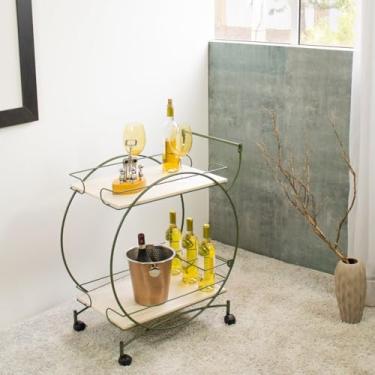 Imagem de Carrinho de Bebidas Decorativo Vintage Verde Oliva/Legno