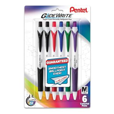 Imagem de Pentel Caneta esferográfica GlideWrite com tinta TechniFlo, (1,0 mm), linha média, tintas sortidas (2A/B/C/D/V), pacote com 6 (BX910BP6M1)