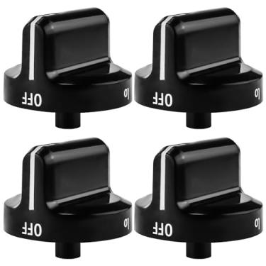 Imagem de Funmit 316564511 Maçaneta para queimador de válvula superior serve exatamente para fogão/fogão/forno Frigidaire - substitui 1513577, PS2364186 (preto, pacote com 4)