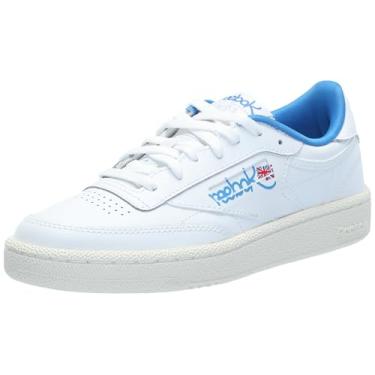 Imagem de Reebok Tênis de corrida feminino Club C 85 FVS, Calçado branco/giz/azul cinético, 12.5 Women/11 Men