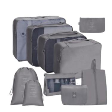Imagem de ORGANIZADOR NECESSAIRE PARA MALA DE VIAGEM KIT 10 PEÇAS COLEÇÃO UNIQUE - (Cinza)