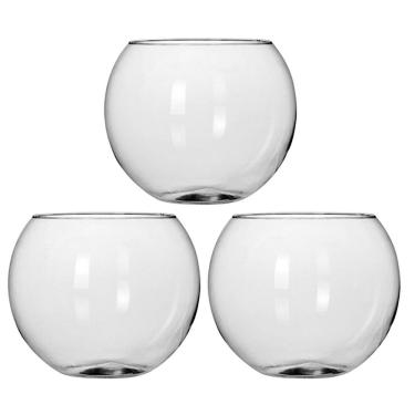 Imagem de Kit 3 Vasos Vidro Redondo Tipo Aquário 1,5 Litros Decoração e Terrários - Mistral 