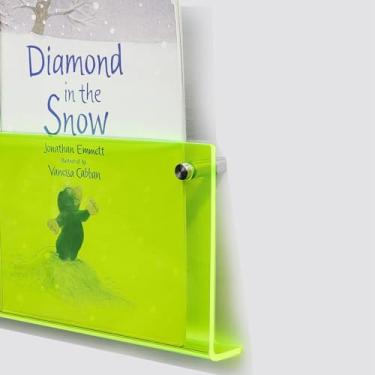 Imagem de ROYALITA Pacote com 2 porta-revistas de acrílico, porta-discos de 43 cm, estante pendurada na moda, suporte de literatura para sala de espera, sala de estar, escritório, verde