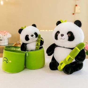 Imagem de Urso Panda de Pelúcia com Bambu Que se Abre Fofo Macio e Criativo Kawaii