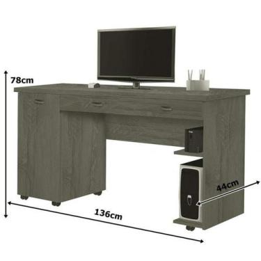 Imagem de Escrivaninha com Gaveta e Prateleiras Ariel Mel/Perola - Móveis Primus