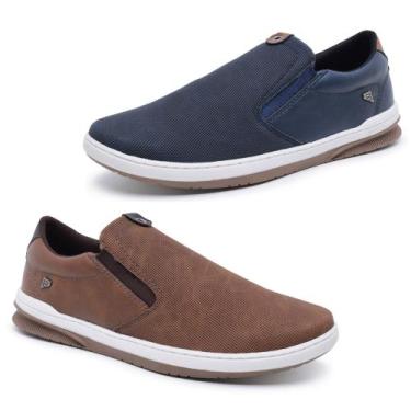 Imagem de Kit 2 Sapatênis - Slip-On Masculino Bardone Calce Fácil, Azul, Marrom,