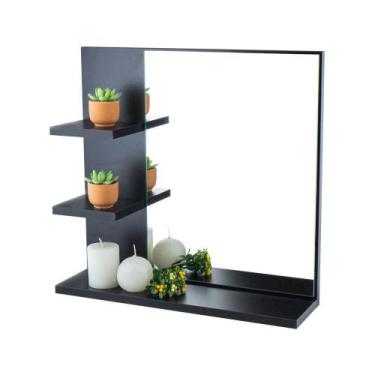 Imagem de Armário para Banheiro com Espelho Viena Preto 45cm - Mercado das Prate