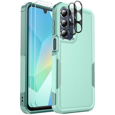 Imagem de Ezanmull Capa para celular Samsung Galaxy A16 5G azul-petróleo | Proteção contra quedas de grau militar, protetor de tela de vidro, protetor de lente de câmera, antiderrapante, à prova de choque
