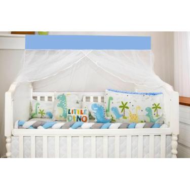 Imagem de Kit berço dinossauro baby azul claro 10 peças novo - BruceBaby Bordado