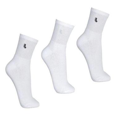 Imagem de Kit 3 Pares Meia Lupo Cano Médio Masculina Sport 3245, Branco, M