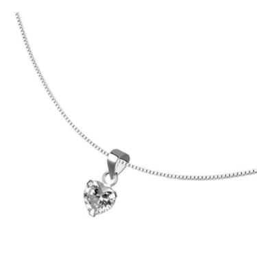 Imagem de Colar Feminino Ponto De Luz Coração De Zircônia Prata 925 - Amor Lindo
