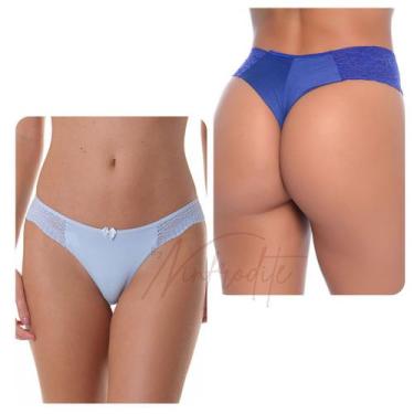 Imagem de Kit 03 Calcinhas Fio Duplo Renda Premium Super Luxo - Prime Lingerie, 