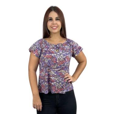 Imagem de Blusa Feminina Ciganinha Manga Curta Estampada Regular - Coalizão Fash