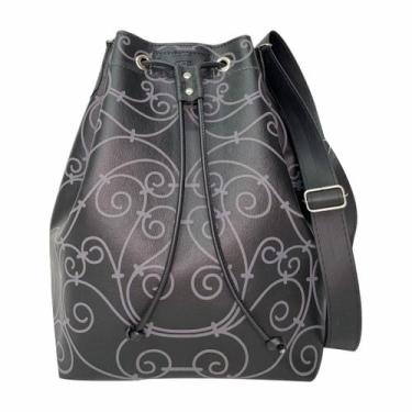 Imagem de Bolsa Feminina Saco Ombro Tiracolo Arabesco Preto Magicc Bolsas B-214