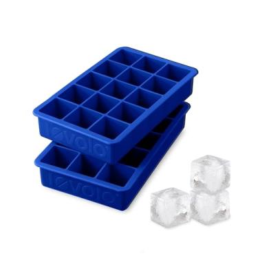 Imagem de Tovolo Bandeja de gelo perfeita para freezer com cubos de 3,1 cm para uísque, bourbon, bebidas alcoólicas e licor, silicone sem BPA, resistente ao desbotamento, conjunto de 2, azul Stratus