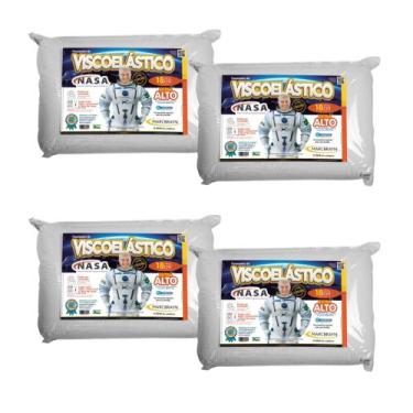Imagem de 4 Travesseiros Nasa Extra Alto 18cm - Capa Com Zíper - MarcByan