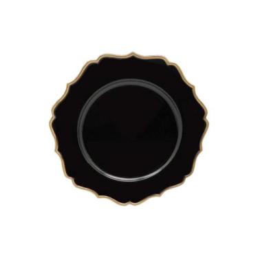 Imagem de Sousplat De Chá Em Polipropileno 25cm Rafimex, Preto e Dourado