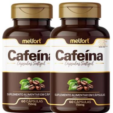 Imagem de Kit 2 x Cafeína 750mg 120 Cápsulas Softgel Suplemento Pré-Treino - Mel