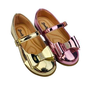 Imagem de Kit Com 2 Pares Sapatilha Infantil Menina Boneca Verniz Confortável SP