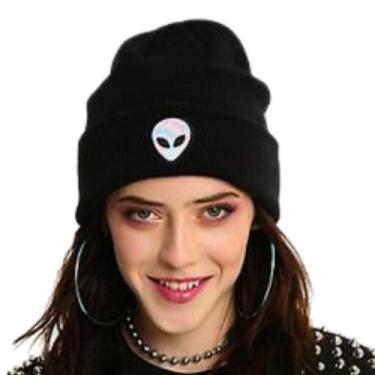 Imagem de Touca Gorro Lã Bordado ET Branco Blogueira Tumblr Inverno - Boutique d