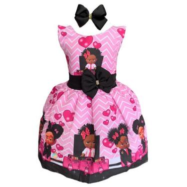 Imagem de Vestido Infantil Poderosa Chefinha Morena Temático + Tiara - Pequenos 