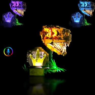 Imagem de BRICKSWAN LED Lighting Kit for Lego Jurassic World Dinosaur Fossils: T. rex Skull, LED Light Compatible with Lego 76964 Building Block Models (Smart RGB Voice Control Edition)
