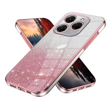 Imagem de Anlalish Compatível com Tecno Spark 20 Pro, capa transparente com glitter, capa para celular Tecno Spark 20 Pro, revestimento de silicone, proteção Fundas à prova de choque, brilhante, 2 em 1 para