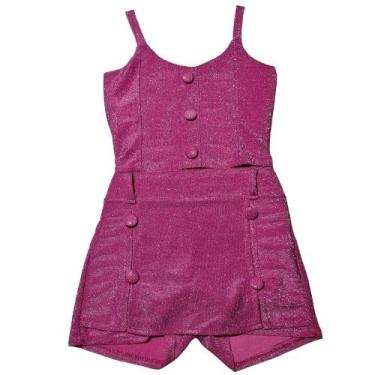 Imagem de Conjunto Short Saia Cropped Menina Roupa Festa Lurex - 2L Kids, Pink, 