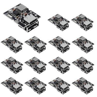Imagem de DIANN 15 peças tipo-C USB 5V 2A módulo conversor boost módulo de alimentação Step-Up Display LED carga e descarga placa de proteção de carregamento de bateria de lítio integrada (USB soldado)