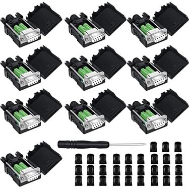 Imagem de YIOVVOM Conector de breakout DB9 para terminal de fiação RS232 D-SUB adaptadores de série macho placa de fuga módulo sem solda com estojo (10 pçs adaptador fêmea branco)