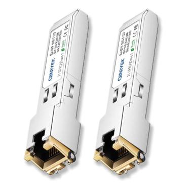 Imagem de [Pacote com 2] Transceptor SFP+ para RJ45 1,25/2,5/5/10G, módulo SFP+ de cobre, Cat.6a/7, até 30 m, para Cisco SFP-10G-T-S, MikroTik S+RJ10, Ubiquiti UF-RJ45-10G, Netgear AXM765, Netgear, Tar. P-Link,