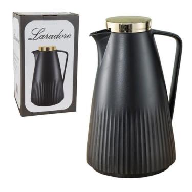 Imagem de Garrafa Térmica de Café - Laradore Clean Preta e Dourada 1L
