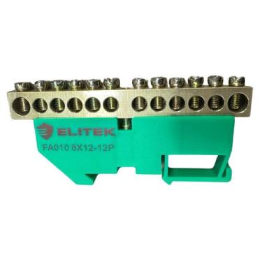 Imagem de Barramento Cobre Neutro/Terra 8 ou 12 Vias C/ Suporte P/ Trilho Din - 