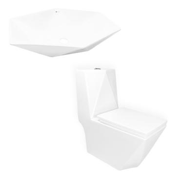 Imagem de Kit Vaso Sanitário Monobloco Diamante VAB0005 Tubrax + Cuba P