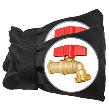 Imagem de POROLIR Coberturas para torneiras externas para proteção contra congelamento no inverno, 21,6 cm A x 15,5 cm L para torneira externa de jardim, meias para inverno, impermeáveis, reutilizáveis, coberturas de torneira isoladas, 2 unidades, preto