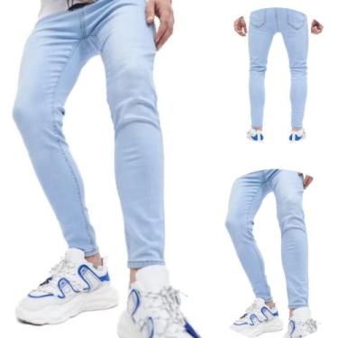 Imagem de Calça Jeans Masculina skinny barra justa Preta Azul Clara para trabalh
