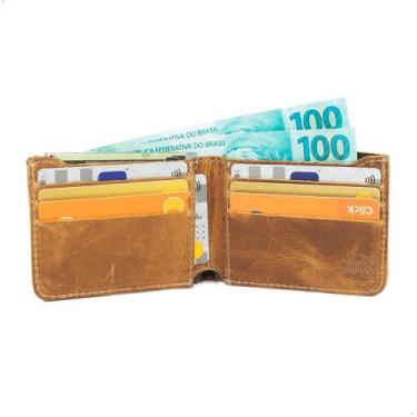 Imagem de Carteira Masculina em Couro Porta Cartão e Notas Modelo Slim - Pampas 