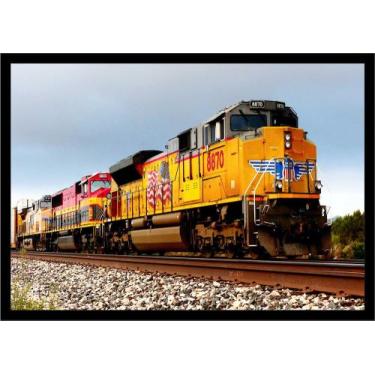 Imagem de Quadro Decorativo Trem Locomotiva Máquinas Presentes Salas Quartos Esc