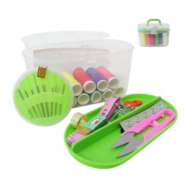 Imagem de Kit Costura Linha Agulha Tesoura Estojo Fita Métrica Top - SEWING