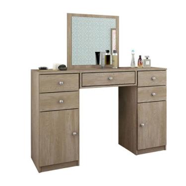 Imagem de Penteadeira Lorena 5 Gavetas c/ Espelho 5910 Nogal Touch Demóbile