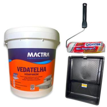 Imagem de Kit Tinta Vedatelha Parede 3,6kg Mactra + Rolo + Bandeja Castor - Mact