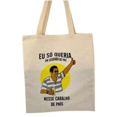 Imagem de Bolsa Ecobag 100% algodão Estampa ZECA PAGODINHO (cinza) - CARIOCA MAI
