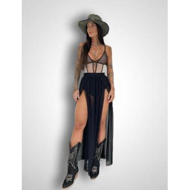 Imagem de Saia Melissa - Longa com Fendas - Preto - Soe Le Marché, G